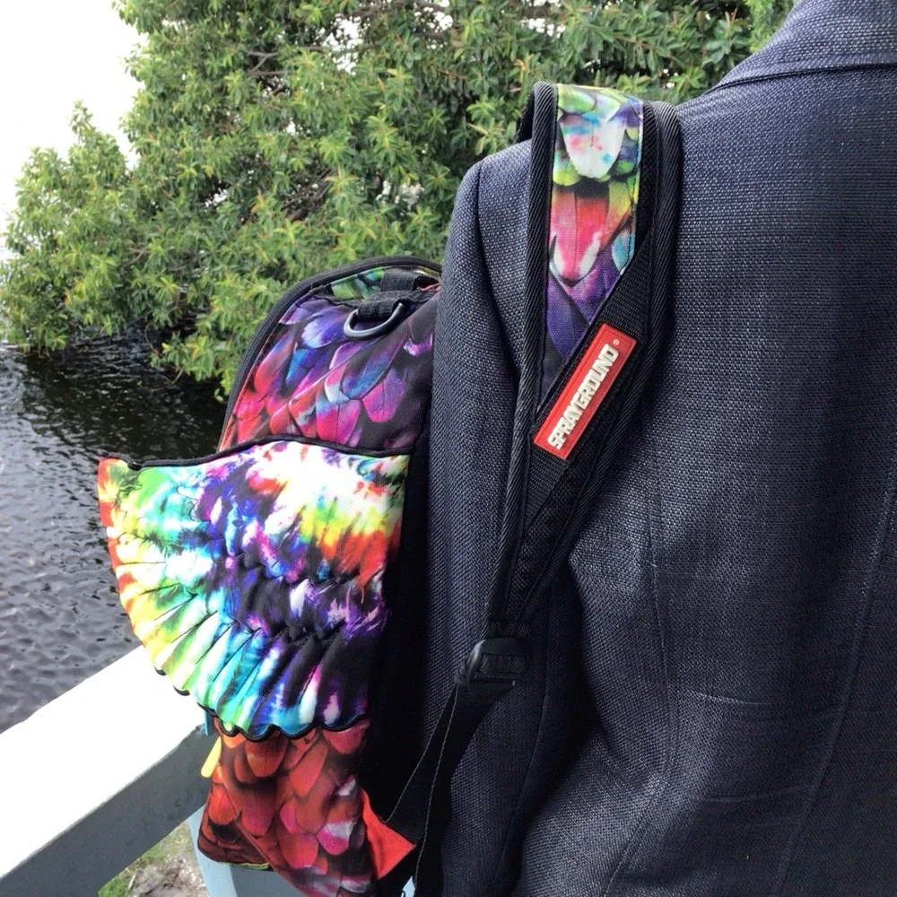 Sprayground Limited Edition Rainbow Feather Angel Wings Backpack - Multicolor